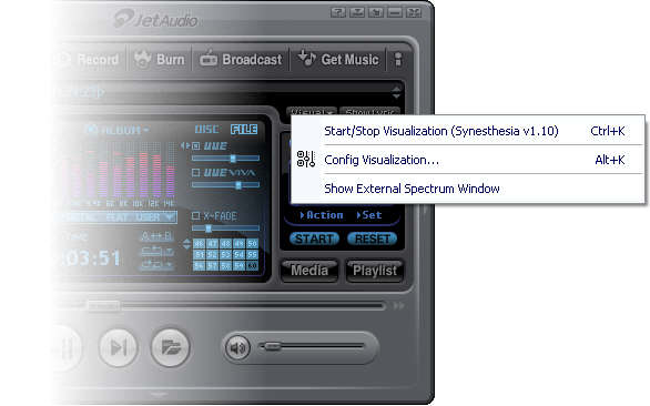 jetAudio visuals settings