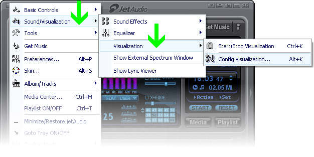 jetaudio visuals context menu