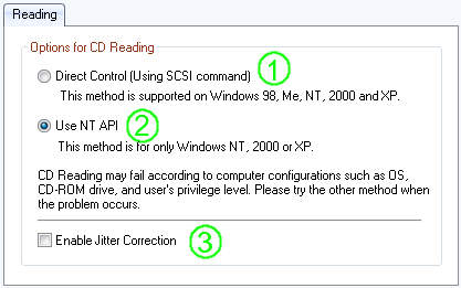 jetAudio preferences / Disc Settings Audio CD Options