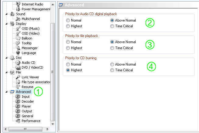 jetAudio Preferences / Advanced Settings